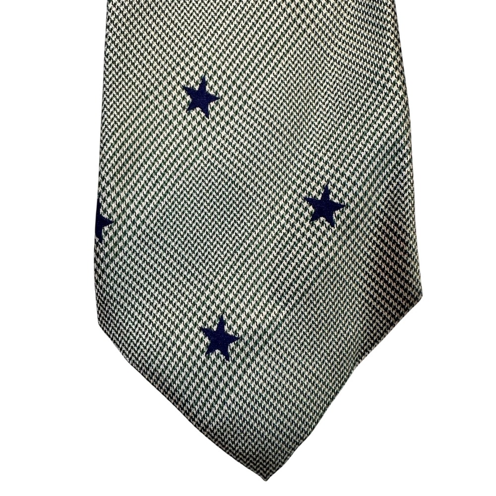 Structure Necktie Mens OS Green Star Pattern‎ Italian Silk Classic Professional